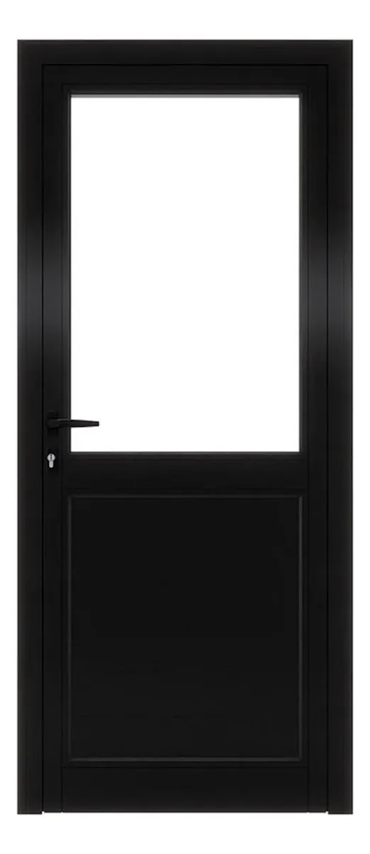 Puerta Modena 800x2050 Medio vidrio Negro Laminado 3+3